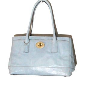 Coach Madeline Legacy Light Blue Leather Shoulder Bag Large 11789